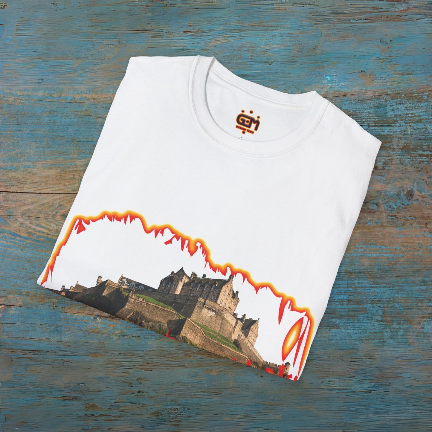 Edinburgh Castle Photo Fire Effect Unisex T-Shirt