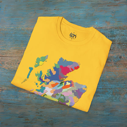 Scotland Clan Colors Map Softstyle Unisex Tee, Scotland T-Shirt