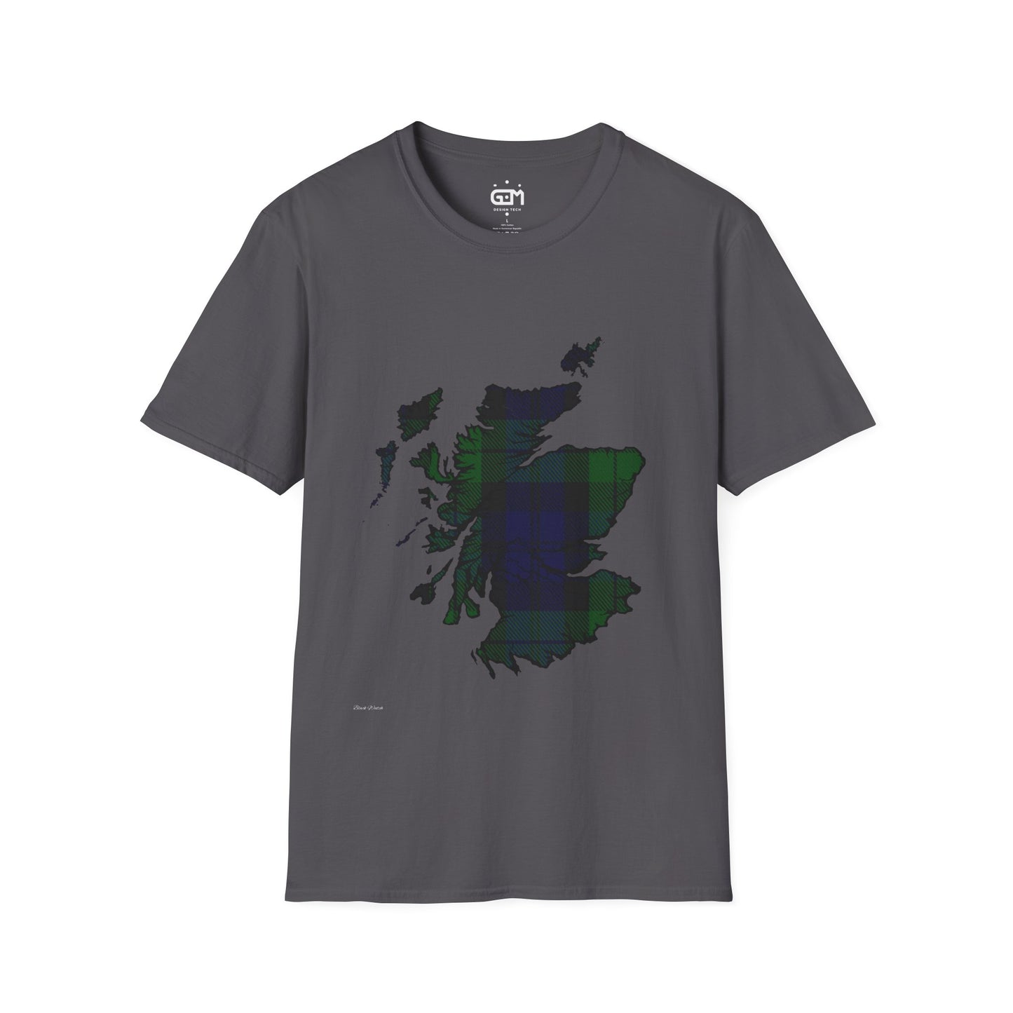 Scotland Tartan Map Softstyle Unisex T-Shirt - Black Watch Tartan Tee