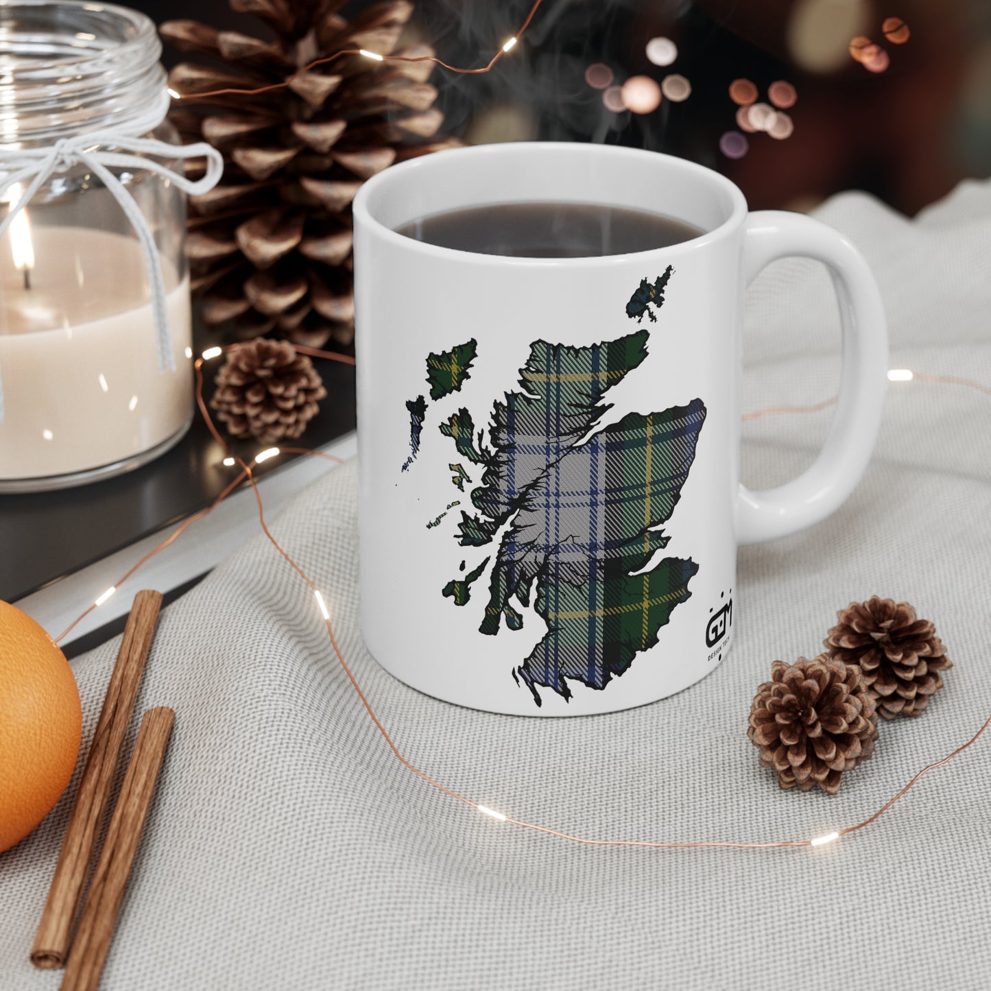 Scotland Map Mug 11oz, Gordon Dress Tartan