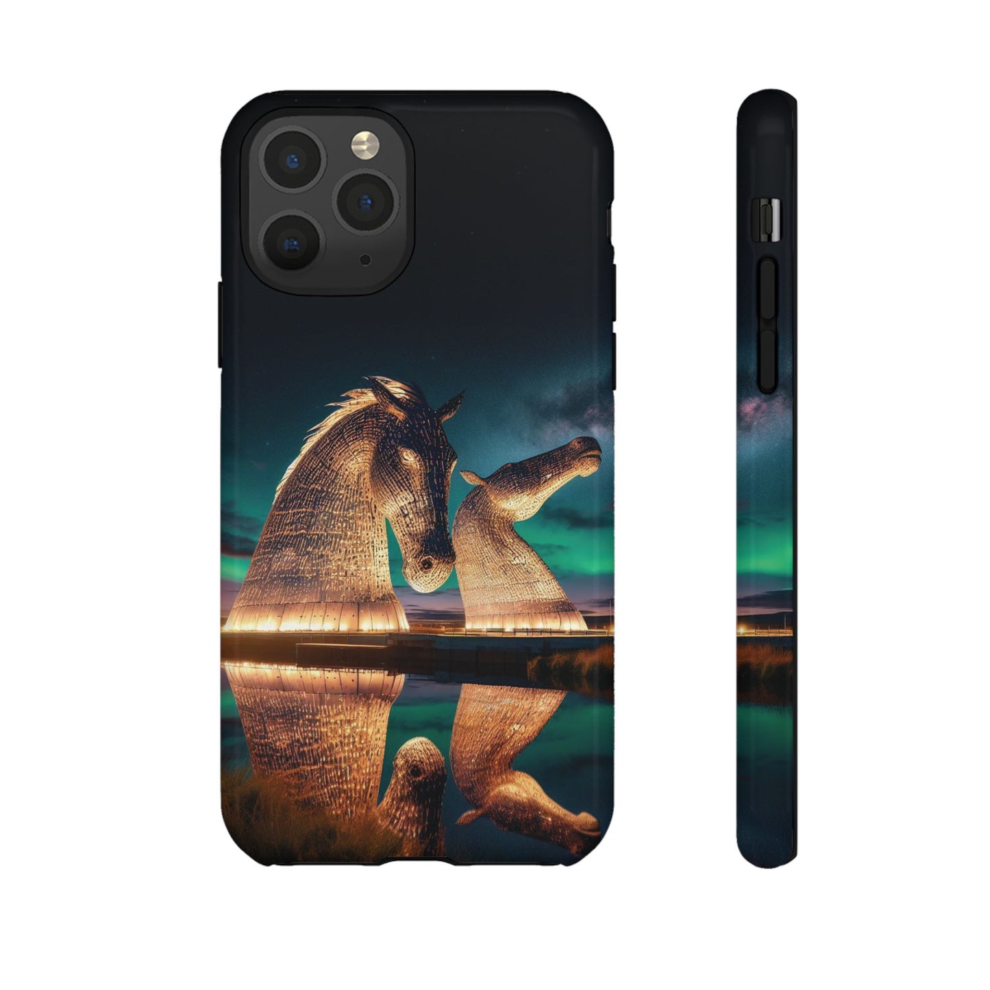 Kelpies Northern Lights Art Phone Case, Scotland, Apple