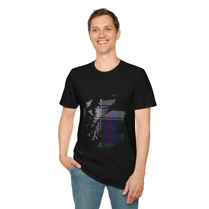 Scotland Tartan Map Softstyle Unisex T-Shirt - Argyle Dress Tartan Tee