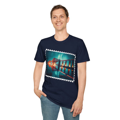 Postcard Forth Rail Bridge Art Softstyle T-Shirt, Unisex Tee, Scotland Shirt, Various Colours