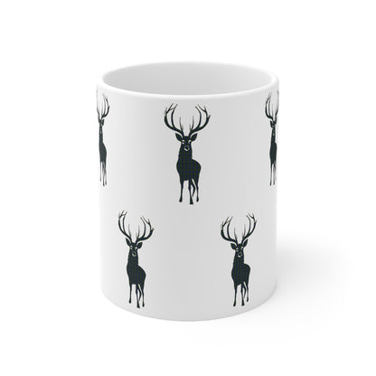 Tartan Stag Mug - Gordon Tartan, Coffee Cup, Tea Cup, Scotland, White