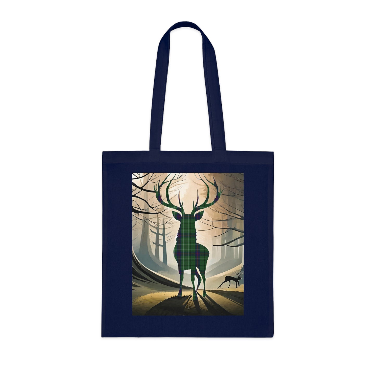 Reversible Scotland Tartan Stag Cotton Tote Bag - Duncan Tartan