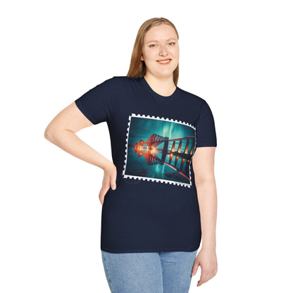 Postcard Forth Rail Bridge Art Softstyle T-Shirt, Unisex Tee, Scotland Shirt, Various Colours