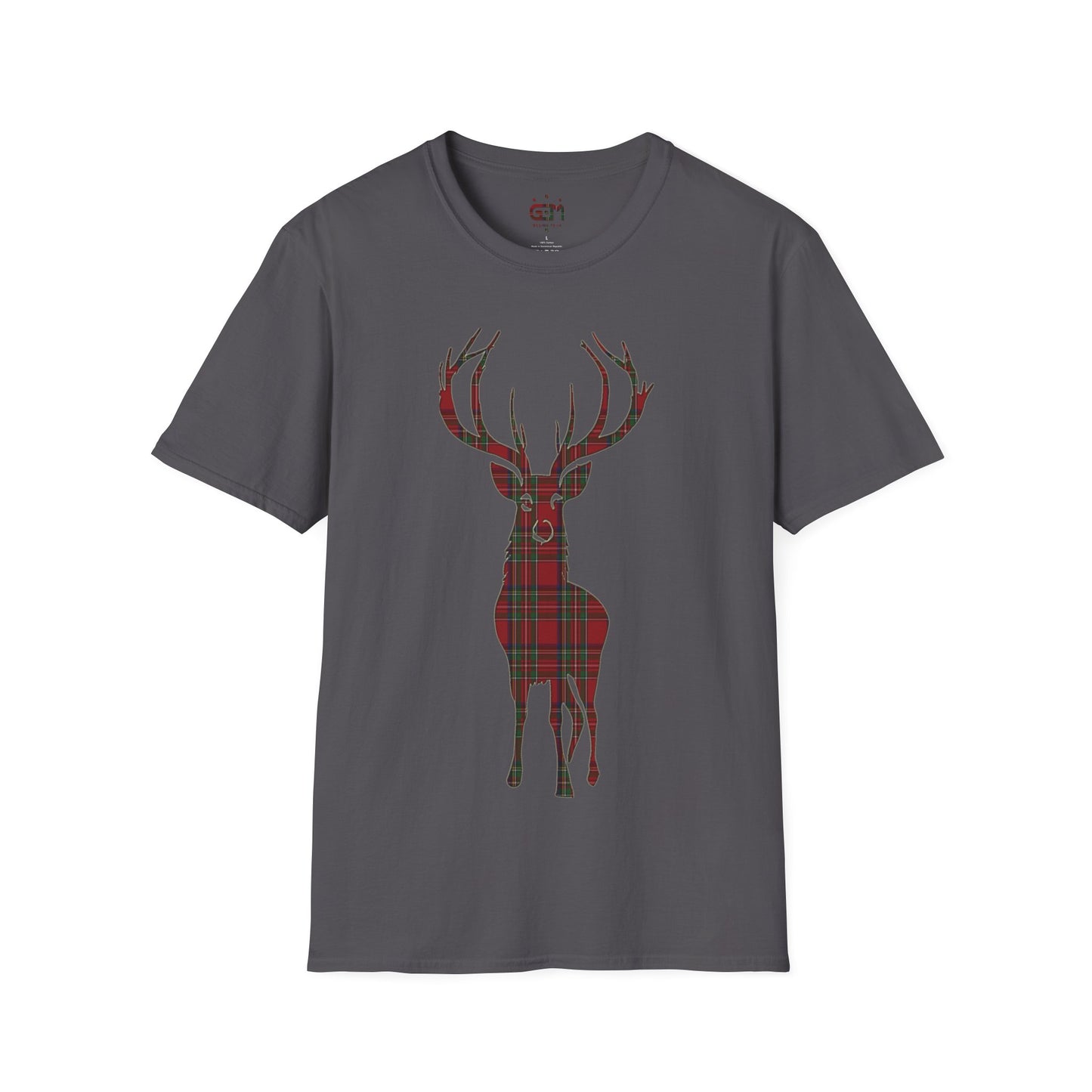 Tartan Stag Softstyle T-Shirt - Stewart Royal Tartan, Unisex Tee, Scottish Scenery, Various Colours