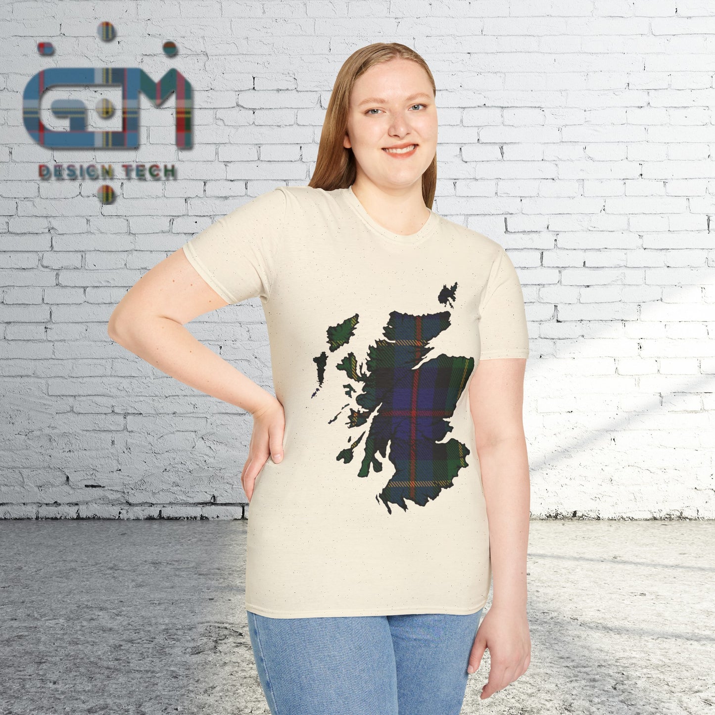 Scotland Tartan Map Softstyle Unisex T-Shirt, Farquharson Tartan, Various Colours