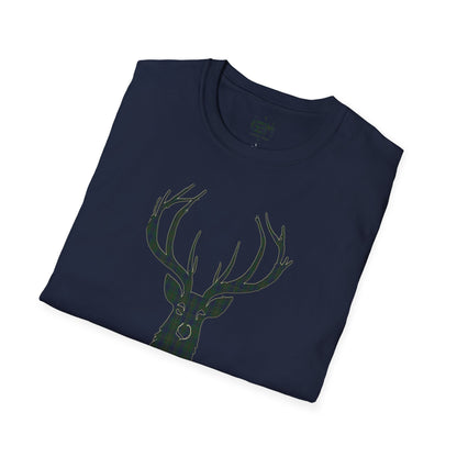 Tartan Stag Softstyle T-Shirt - Kennedy Tartan, Unisex Tee, Scottish Scenery, Various Colours