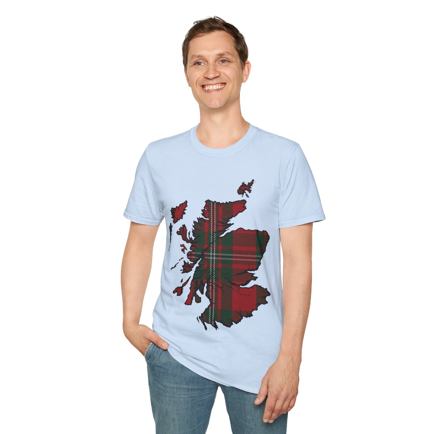 Scotland Tartan Map Softstyle Unisex T-Shirt, MacGregor Tartan, Various Colours