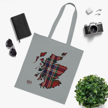 Reversible Scotland Tartan Map Cotton Tote Bag - MacFarlane Tartan