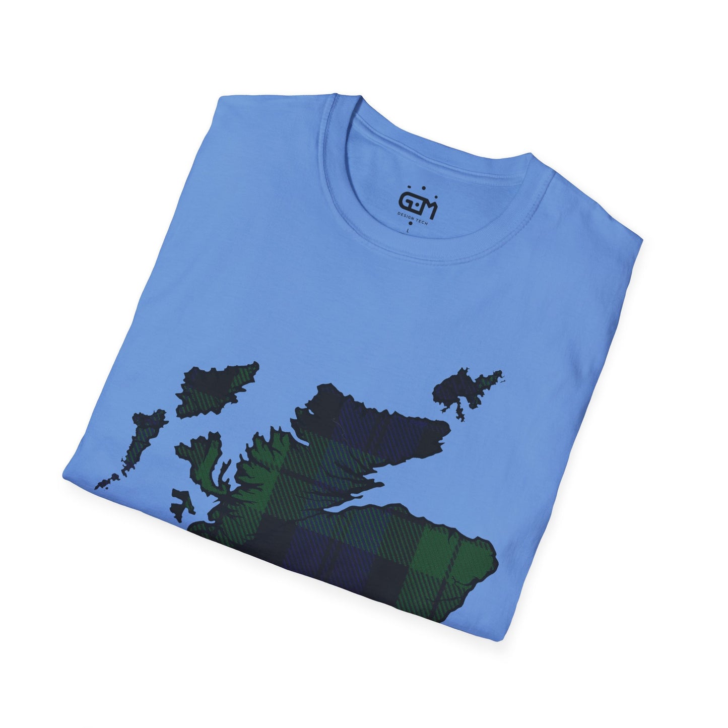 Scotland Tartan Map Softstyle Unisex T-Shirt, Black Watch Tartan, Various Colours