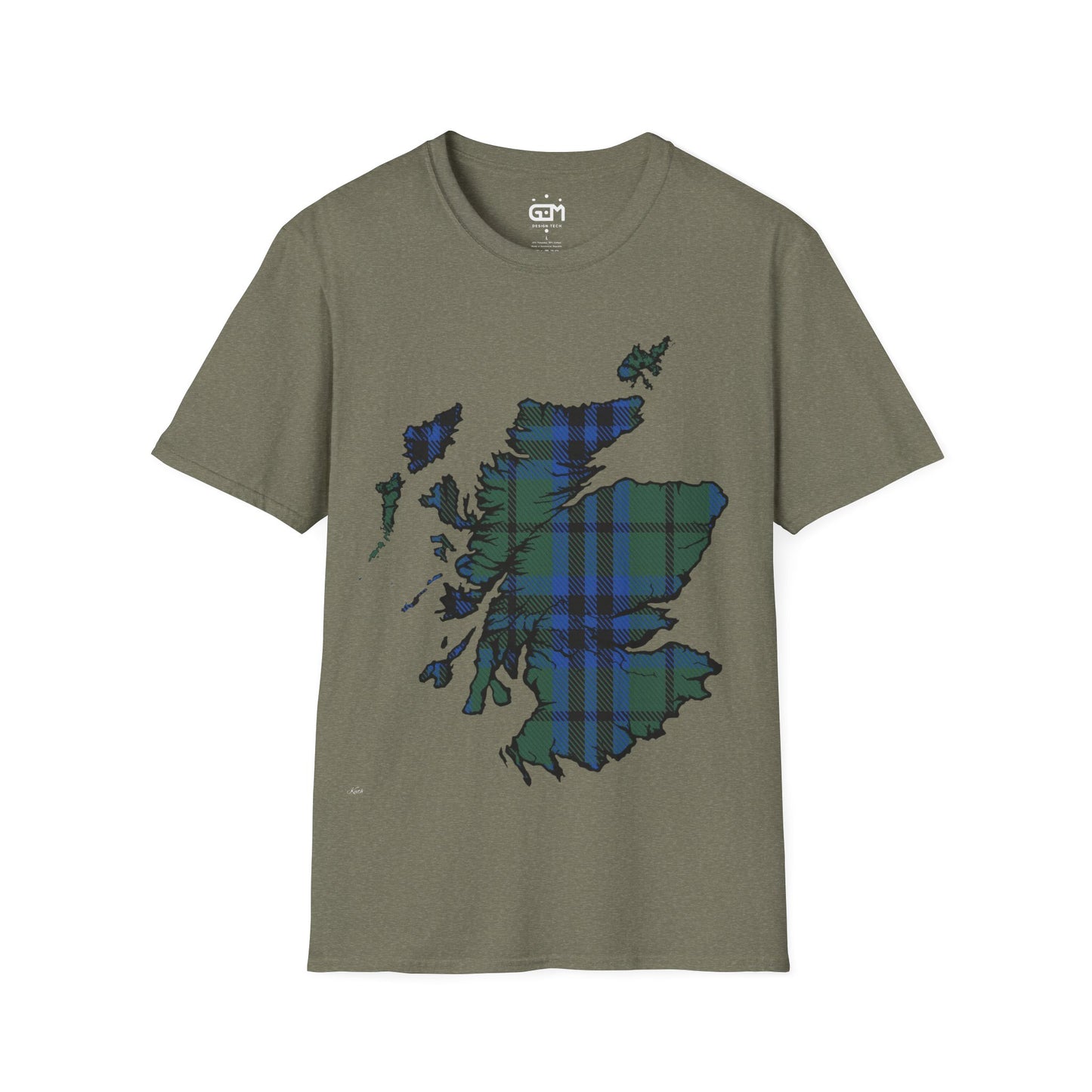 Scotland Tartan Map Softstyle Unisex T-Shirt, Keith Tartan, Various Colours