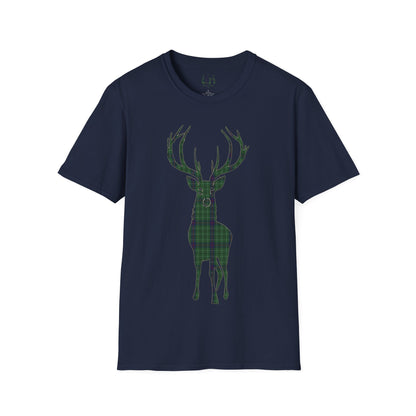 Tartan Stag Softstyle T-Shirt - Duncan Tartan, Unisex Tee, Scottish Scenery, Various Colours