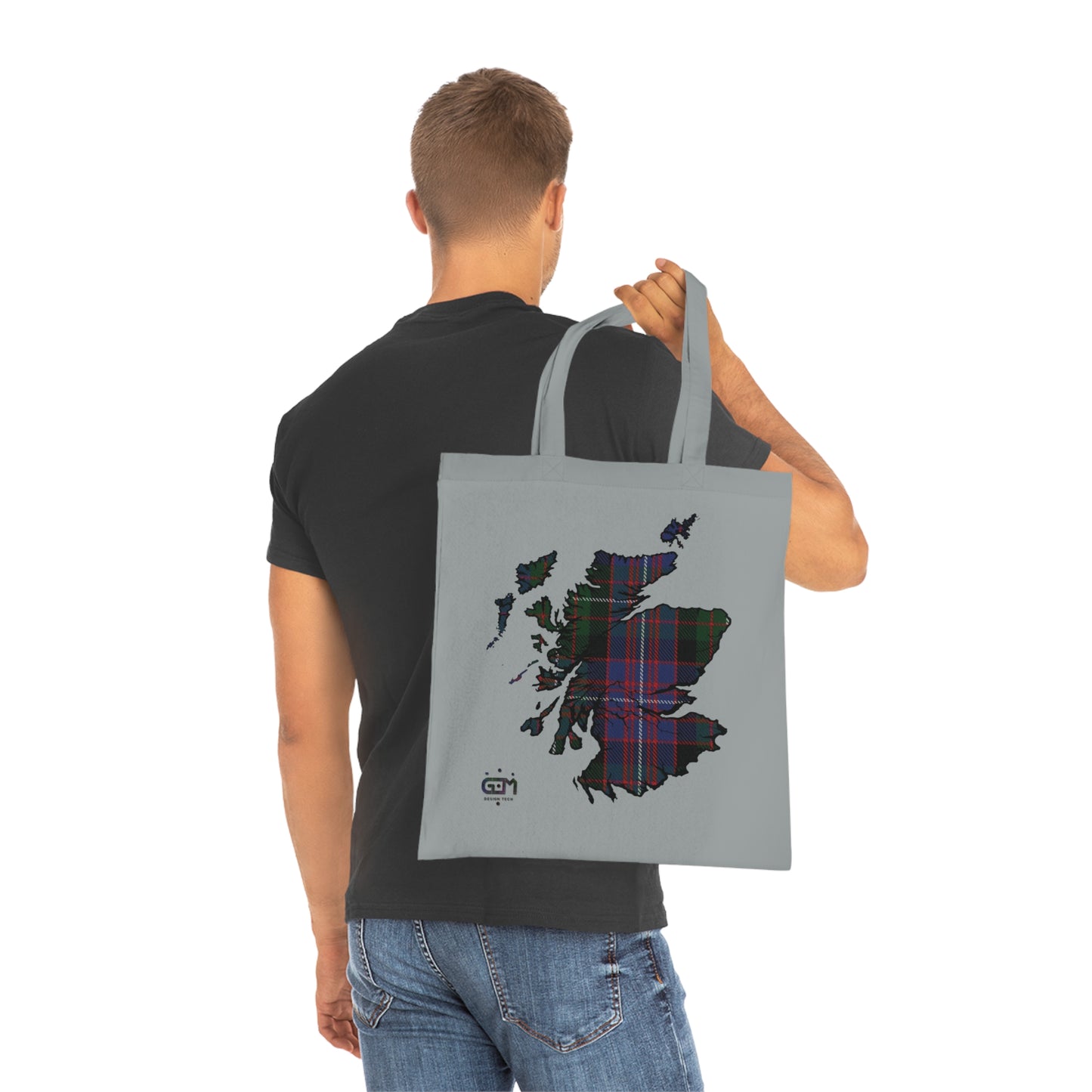 Reversible Scotland Tartan Map Cotton Tote Bag - Rankin Tartan