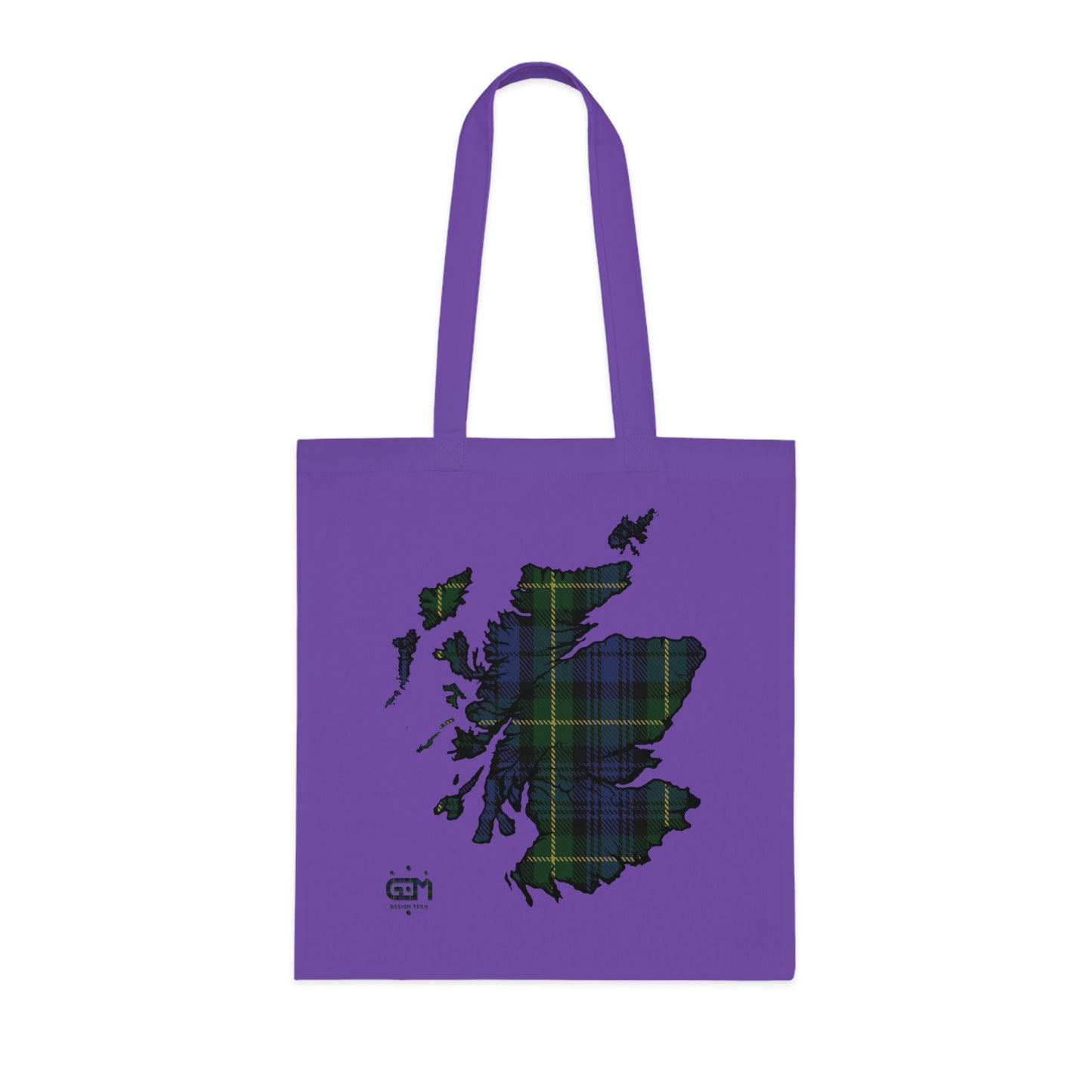 Reversible Scotland Tartan Map Cotton Tote Bag - Gordon Tartan