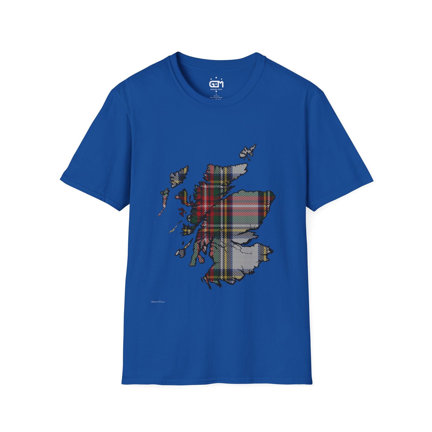 Scotland Tartan Map Softstyle Unisex T-Shirt - Stewart Dress Tartan Tee