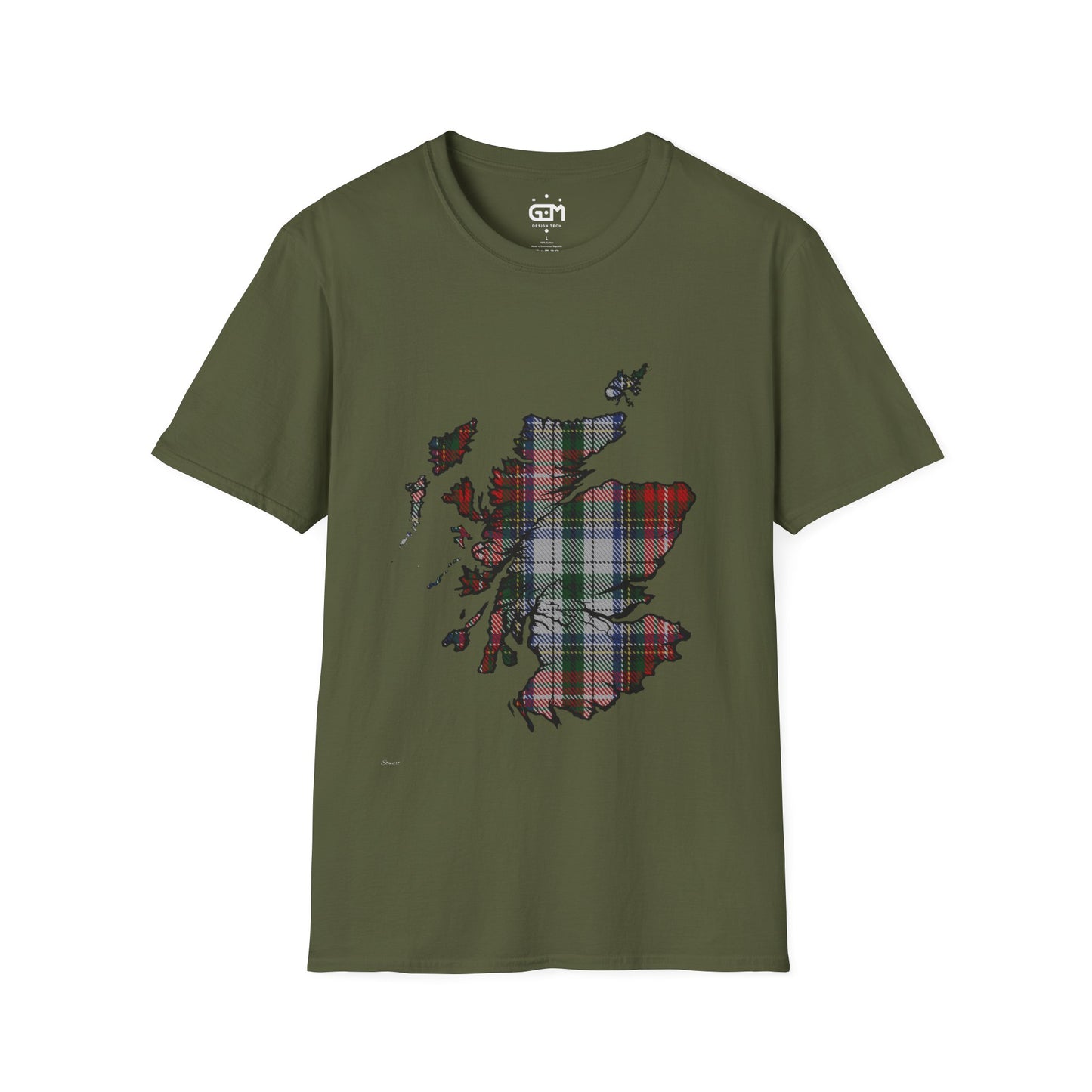 Scotland Tartan Map Softstyle Unisex T-Shirt - Stewart Tartan Tee