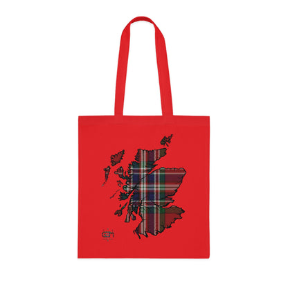 Reversible Scotland Tartan Map Cotton Tote Bag - MacFarlane Tartan