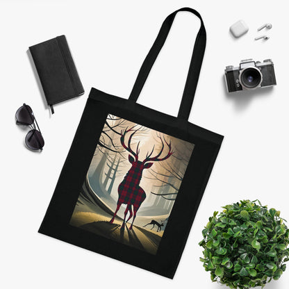 Reversible Scotland Tartan Stag Cotton Tote Bag - Lindsay Tartan