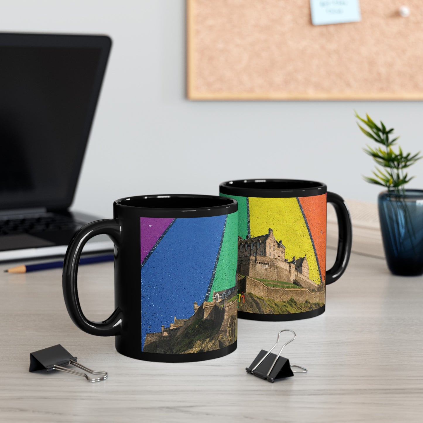 Edinburgh Castle Pride Road Sky Photo Mug, Black