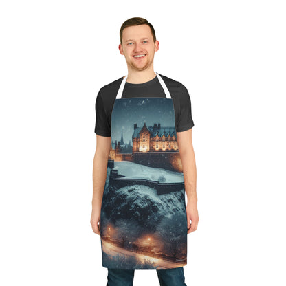 Edinburgh Castle in Winter Apron, Scotland Apron, Scottish Art, Scotland Landmark, Cooking Apparel, Chef Accessory, Edinburgh