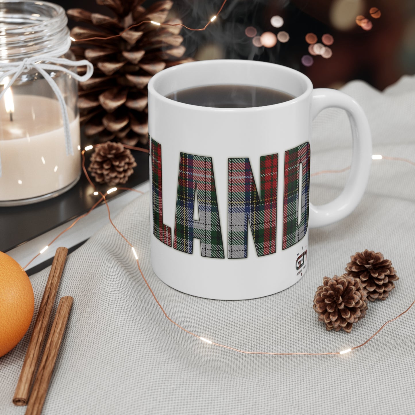 Scotland Lettering Tartan Mug 11oz, Stewart Tartan