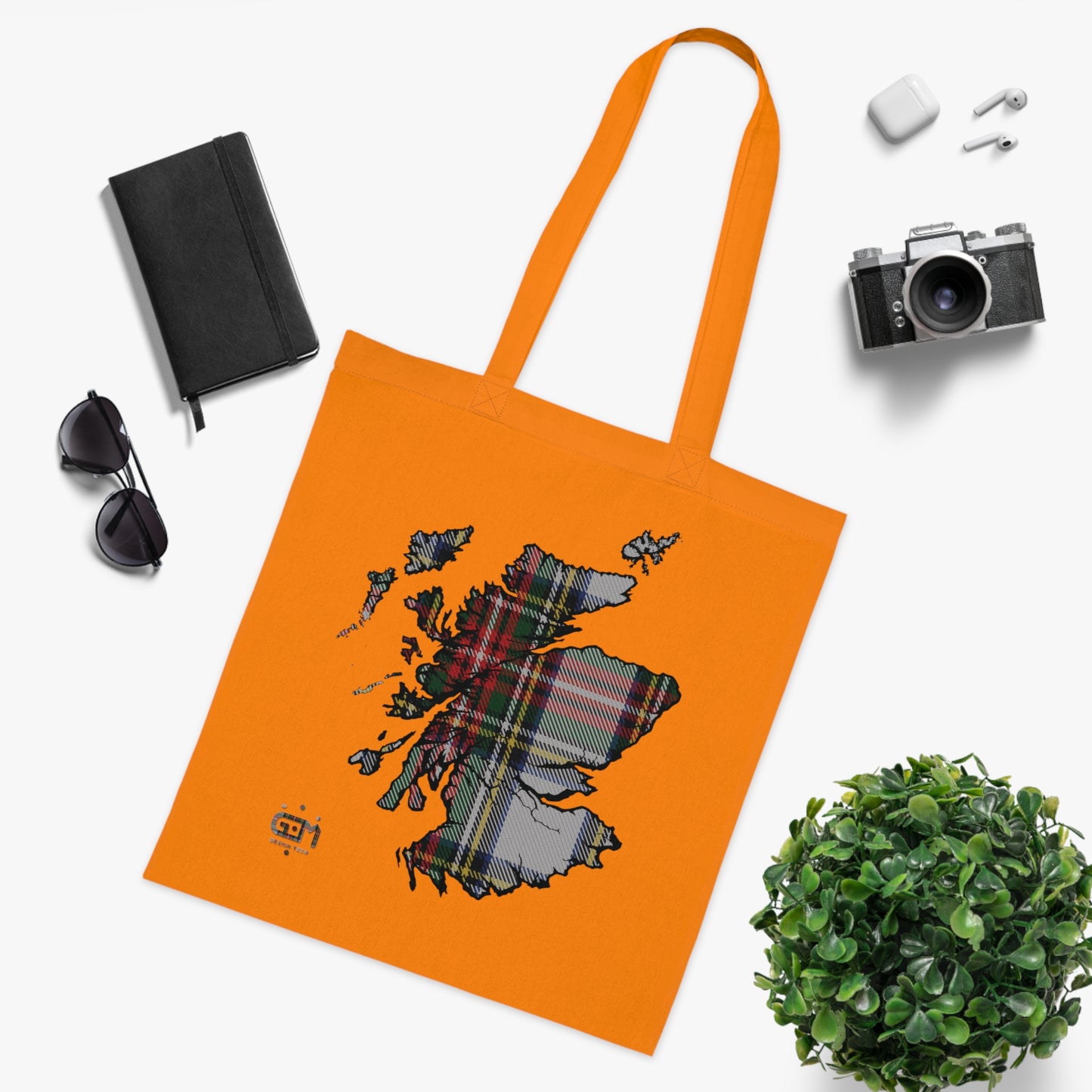 Reversible Scotland Tartan Map Cotton Tote Bag - Stewart Dress Tartan