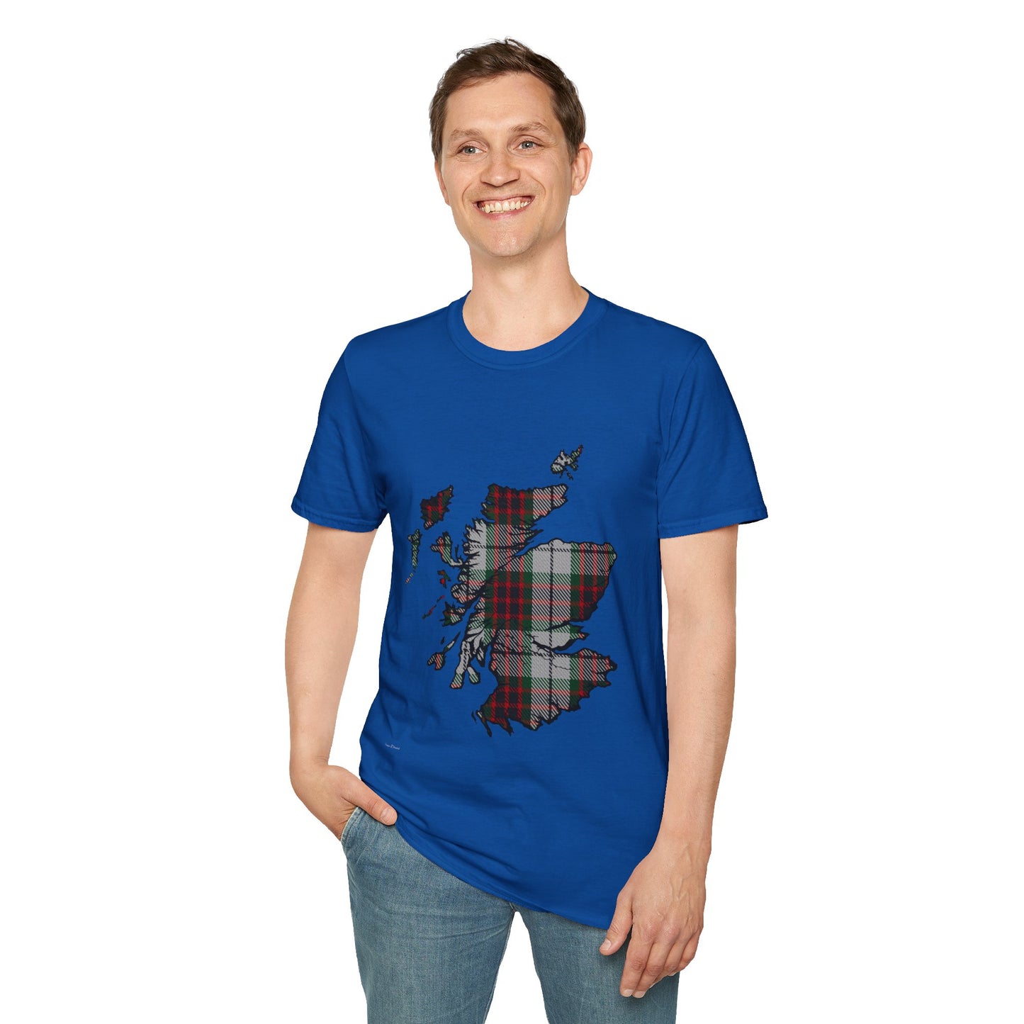 Scotland Tartan Map Softstyle Unisex T-Shirt - Fraser Dress Tartan Tee