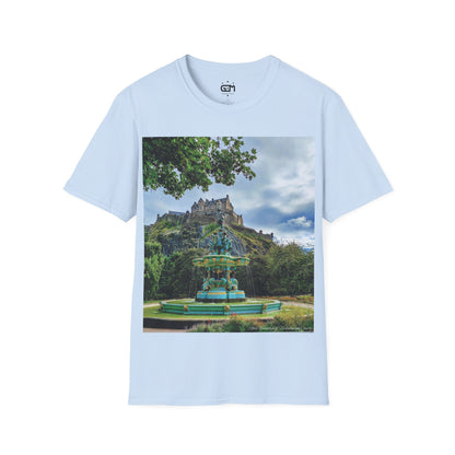 Ross Fountain & Edinburgh Castle Photo Softstyle T-Shirt, Unisex Tee, Various Colours