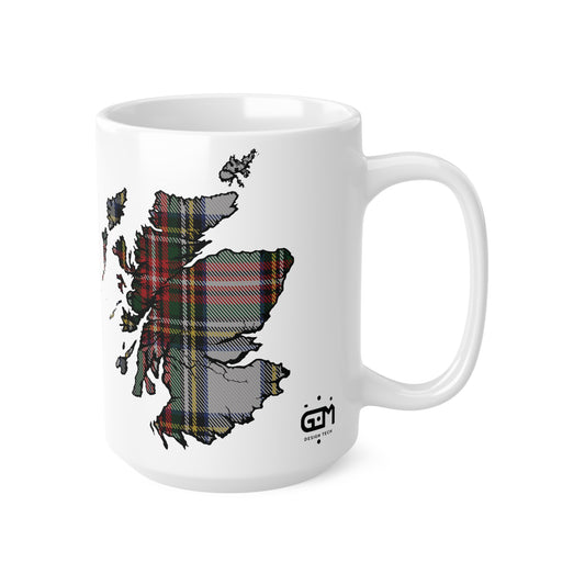 Stewart Dress Tartan Scotland Map Mug, Coffee Cup, Tea Cup, Scotland, White