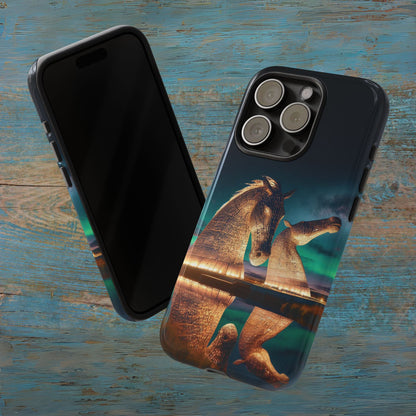 Kelpies Northern Lights Art Phone Case, Scotland, Apple