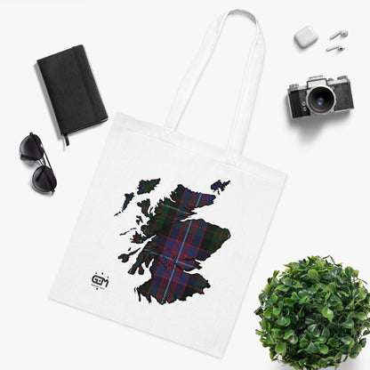 Reversible Scotland Tartan Map Cotton Tote Bag - Rankin Tartan