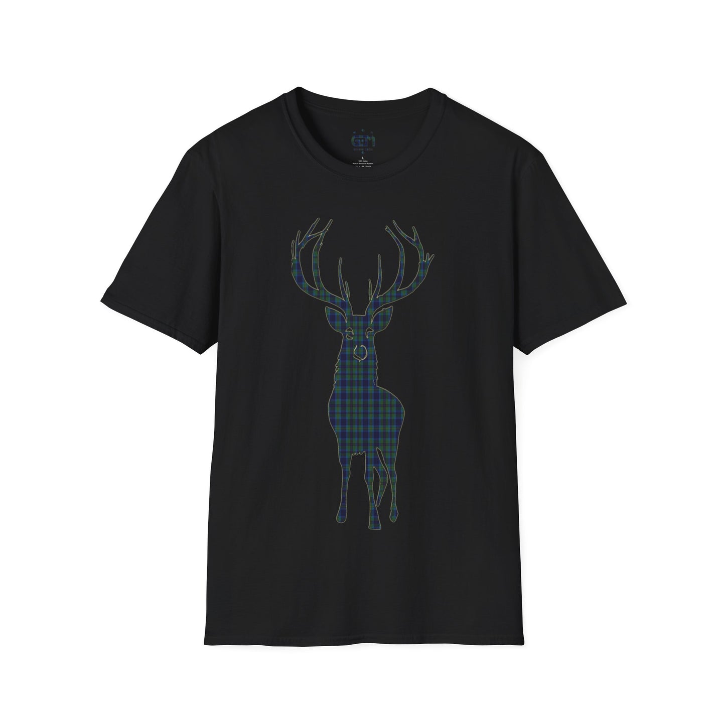 Tartan Stag Softstyle T-Shirt - Miller Tartan, Unisex Tee, Scottish Scenery, Various Colours