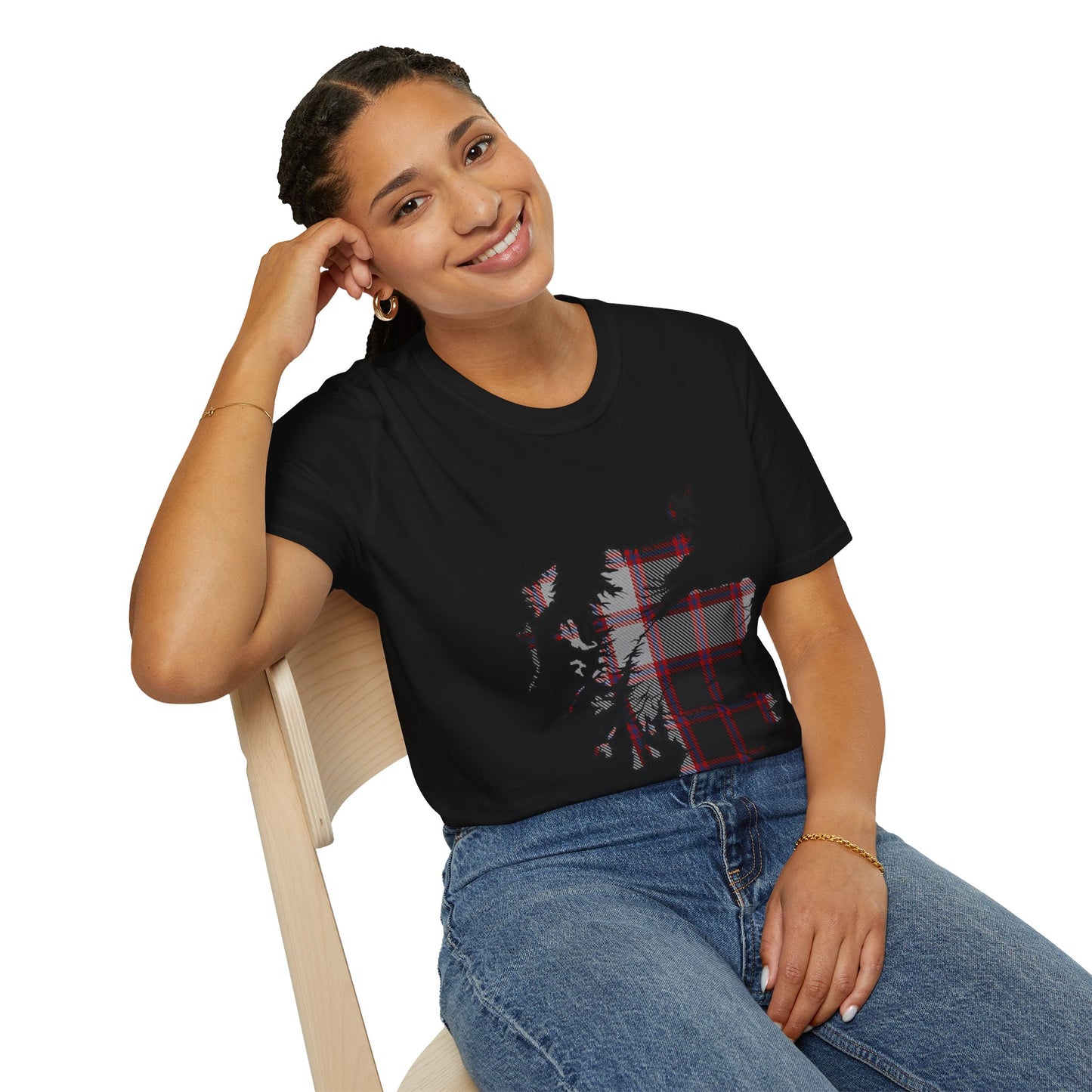 Scotland Tartan Map Softstyle Unisex T-Shirt - MacPherson Tartan Tee