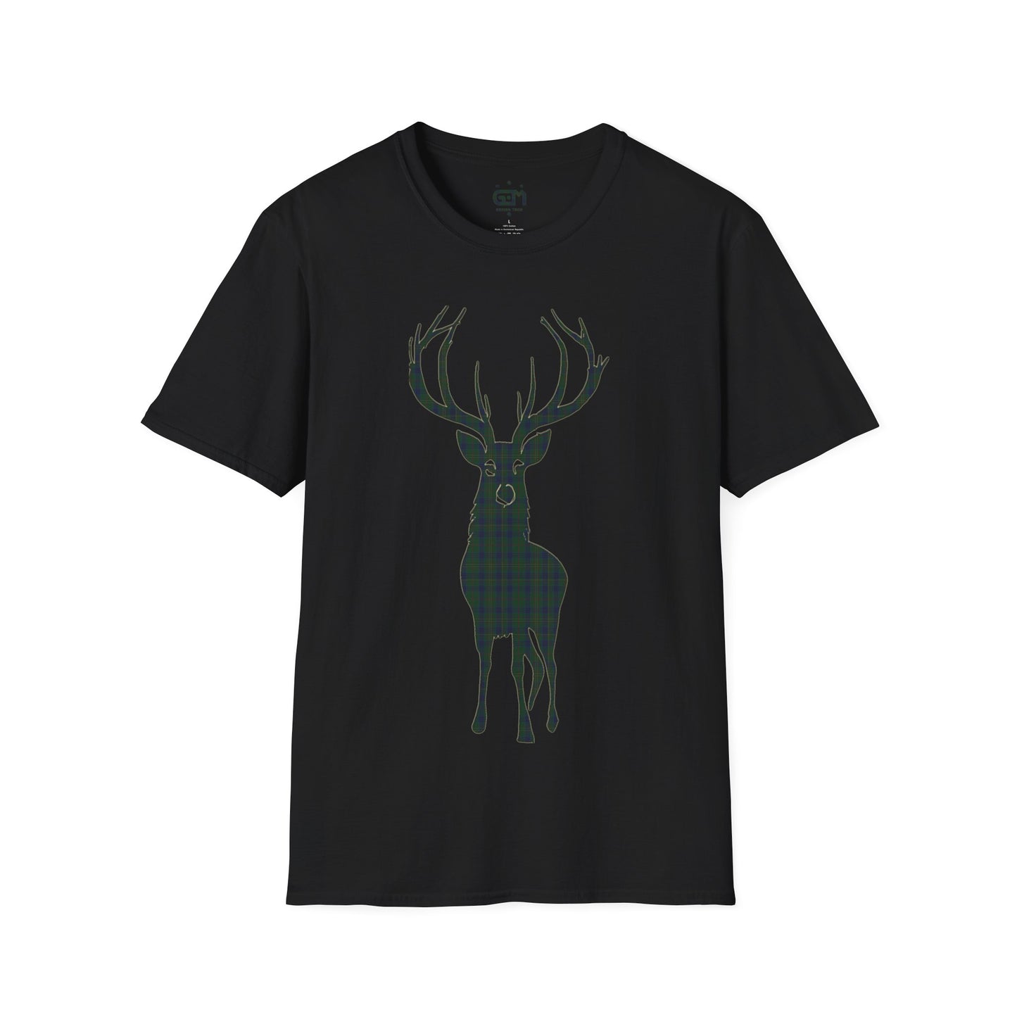 Tartan Stag Softstyle T-Shirt - Kennedy Tartan, Unisex Tee, Scottish Scenery, Various Colours