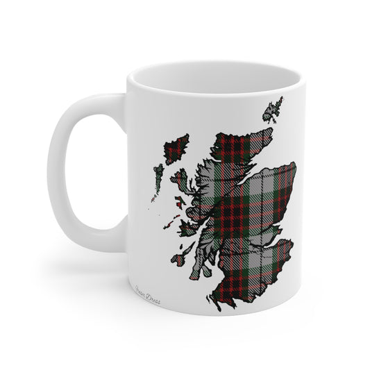 Scotland Map Mug 11oz, Fraser Tartan