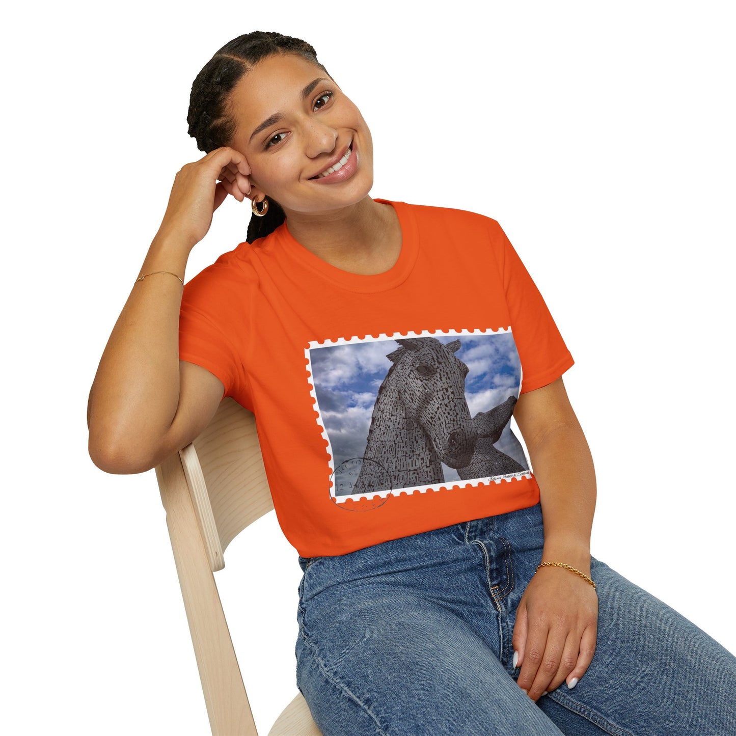 Postcard Kelpies Photo Softstyle T-Shirt, Unisex Tee, Scotland Shirt, Various Colours