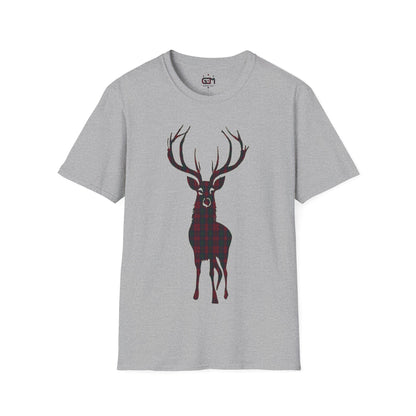 Tartan Stag Softstyle T-Shirt - Lindsay Tartan, Unisex Tee, Scottish Scenery, Various Colours