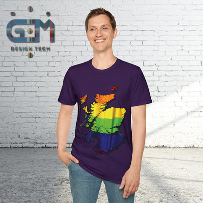 Pride Flag Scotland Map Unisex T-Shirt, Various Colours