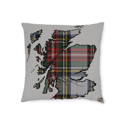 Reversible Square Cushion : Stag / Scotland Map - Stewart Dress Tartan, Various Sizes