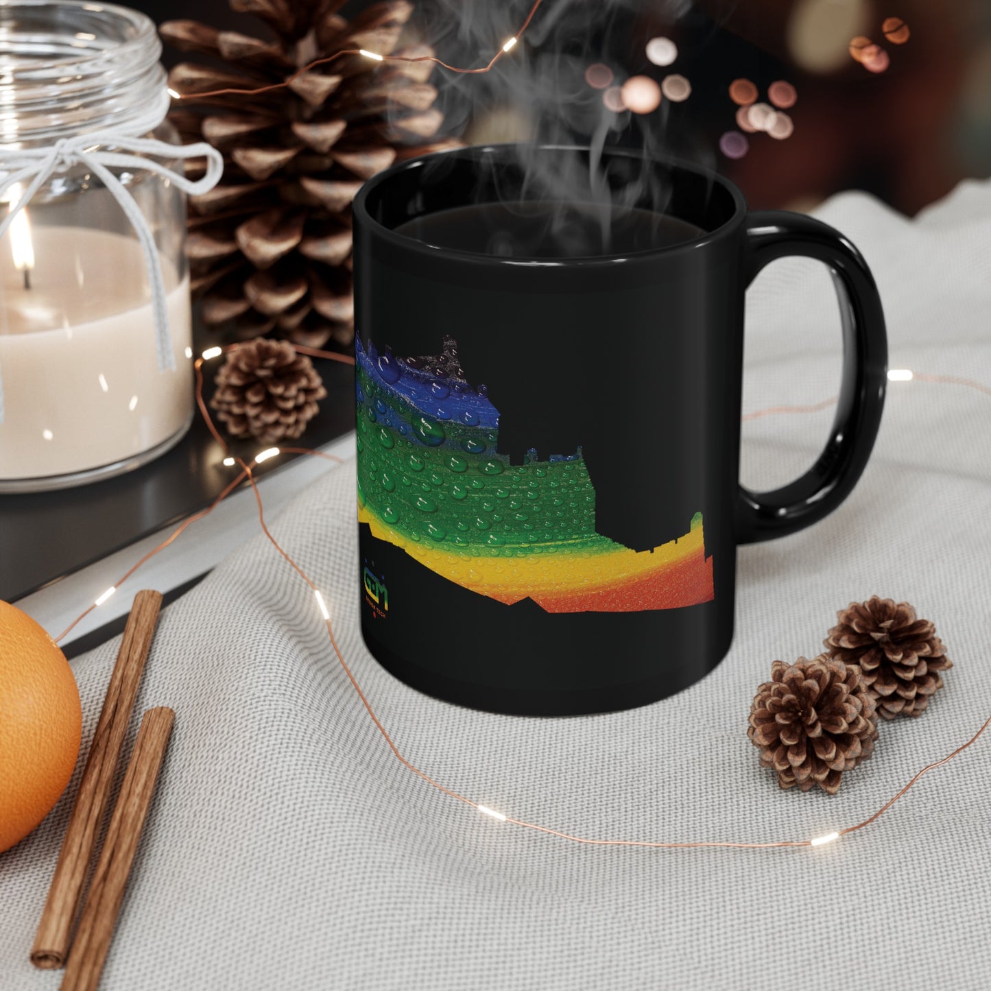 Edinburgh Castle Pride Rain Art Mug, Black