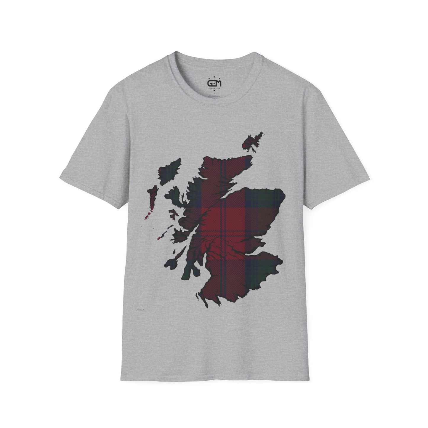 Scotland Tartan Map Softstyle Unisex T-Shirt, Lindsay Tartan, Various Colours