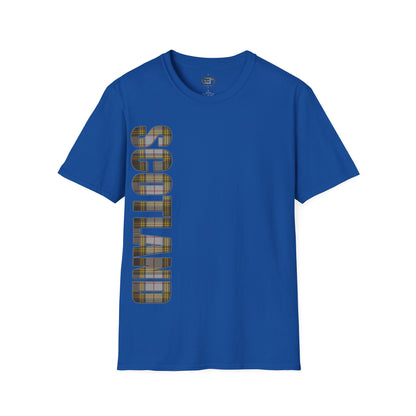 Scotland Lettering Buchanan Tartan Softstyle T-Shirt, Unisex Tee, Various Colours