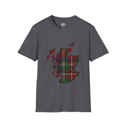 Scotland Tartan Map Softstyle Unisex T-Shirt - Stewart Royal Tartan Tee