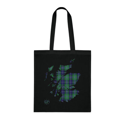 Reversible Scotland Tartan Map Cotton Tote Bag - Douglas Tartan