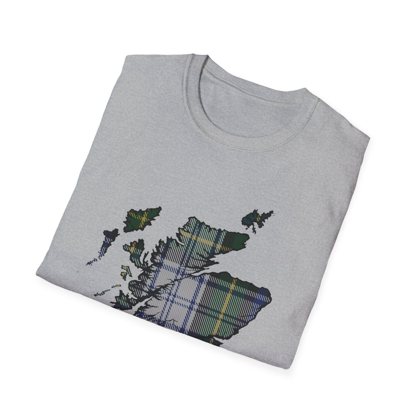 Tartan Scotland Map Softstyle Unisex T-Shirt - Gordon Dress Tartan Tee