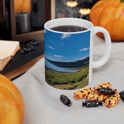 Holy Isle from Arran Photo Mug, White