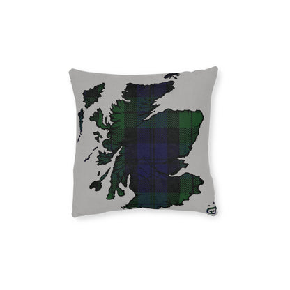 Reversible Square Cushion : Stag / Scotland Map - Black Watch Tartan, Various Sizes