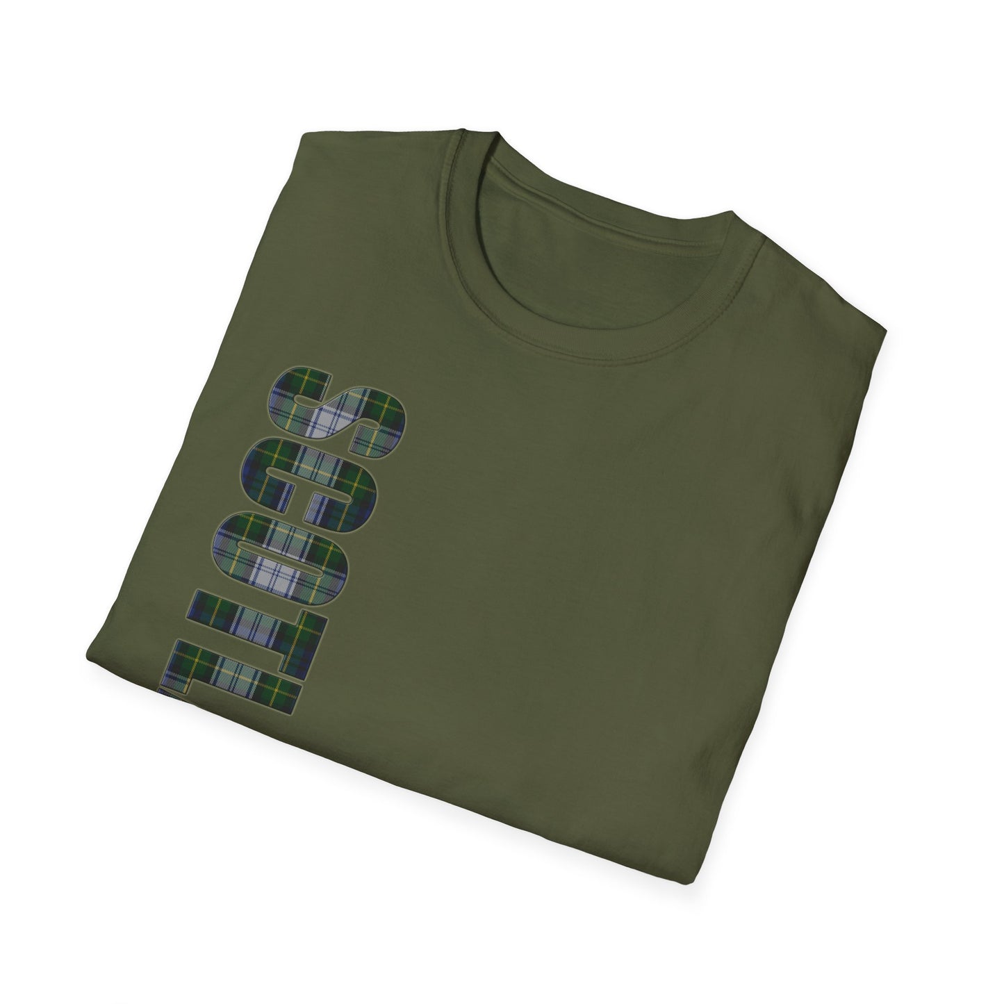 Tartan Scotland Lettering Softstyle Unisex T-Shirt, Gordon Dress Tartan Tee